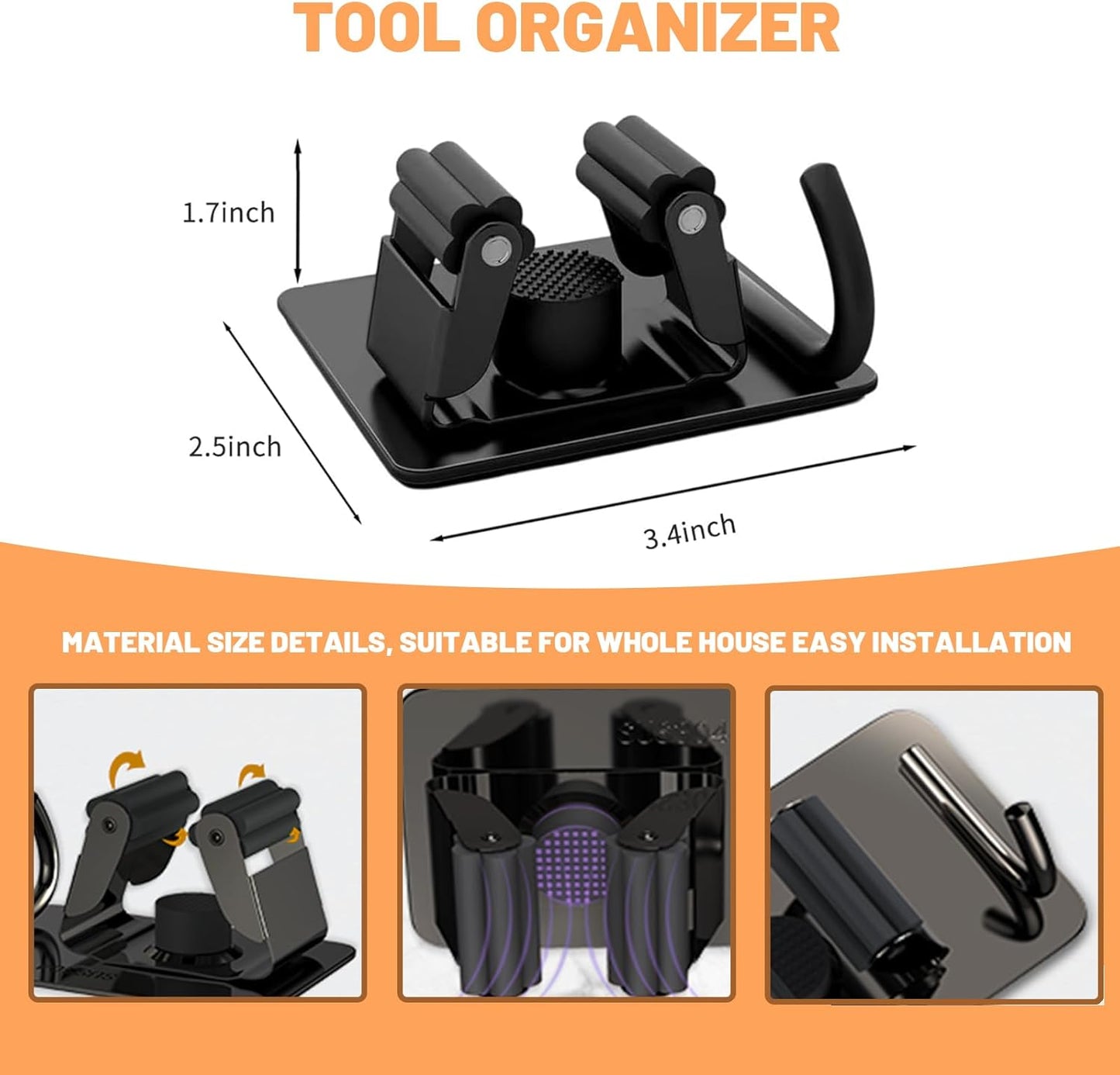 Mop and Broom Holder Wall Mount Stainless Steel Broom Mop Hanger Wall Mounted Garden Tool Rack Organizer for Closet Garage Laundry Room Kitchen Decor (Black) (6)