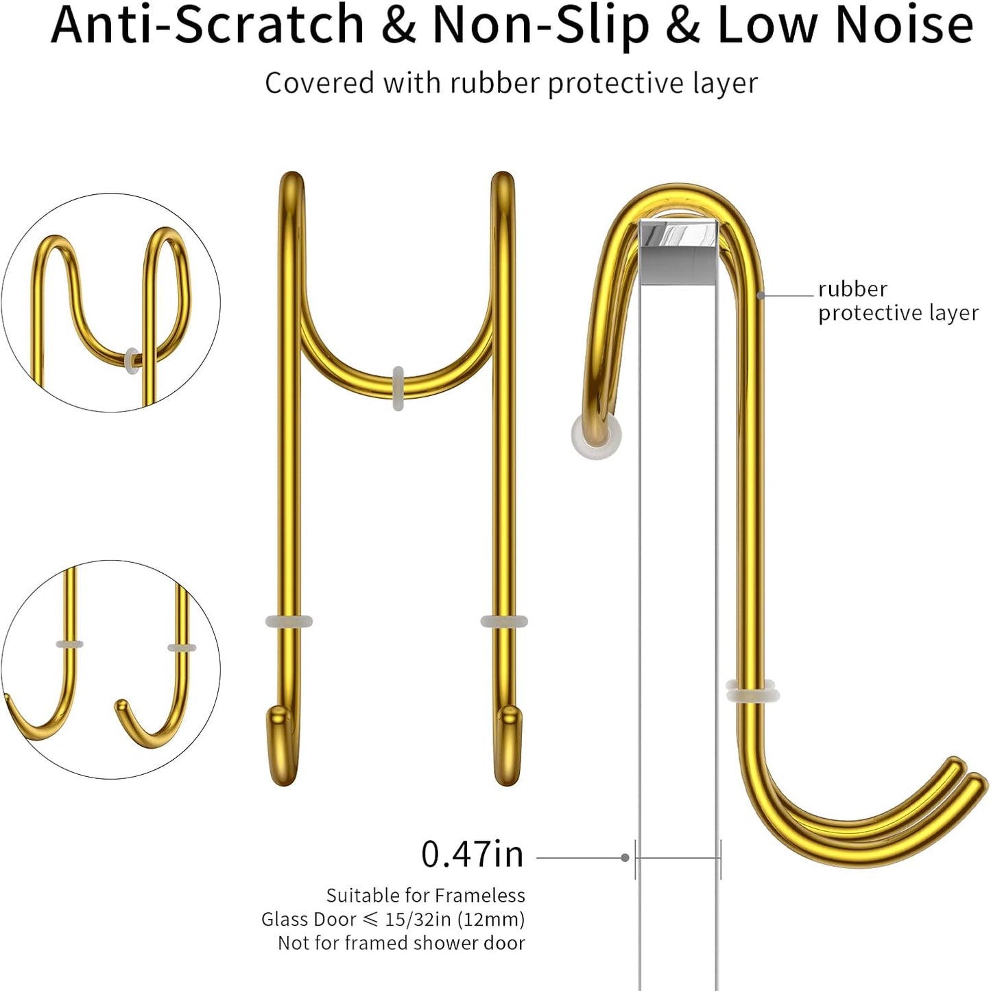 14-Inches Stainless Steel Shower Squeegee Set, Include Shower Door Hook, Adhesive Hook and Spare Silicone Blade, Window Squeegee for Shower Glass Door, Bathroom, Mirror, Window and Car Glass