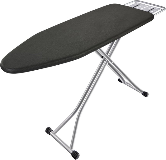 Ironing Board, Heat Resistant Cover Iron Board with Steam Rest, Non-Slip Foldable Ironing Stand. Heavy Sturdy Metal Frame Legs Iron Stand(13 * 34 * 53 Inches) (Silver Black)