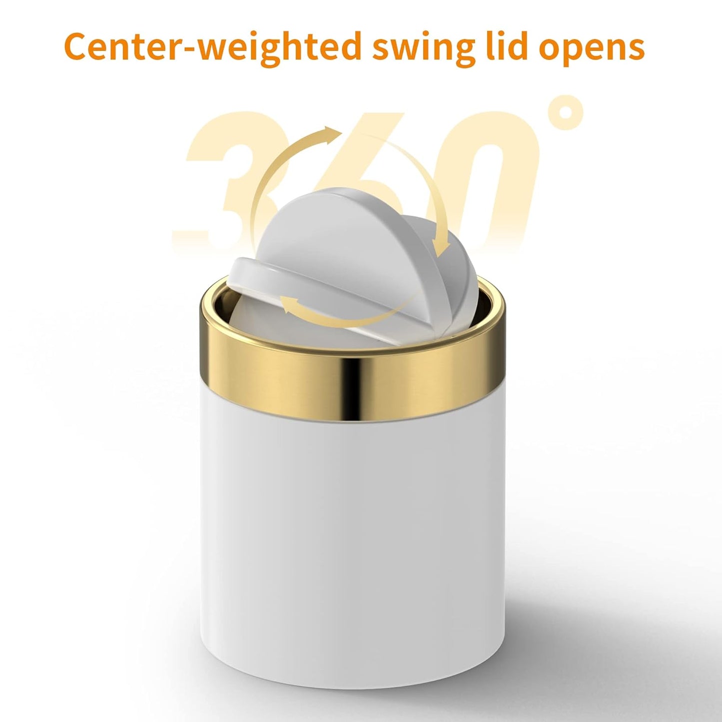 Mini Trash Can with Lid, Desktop Small Trash Can Recycling Bin Cute Metal Garbage Can for Tabletop Countertop Use,Stainless Steel 0.4Gal/1.5L Waste Bin for Office Parlor Car Bedroom,Swing Lid Open