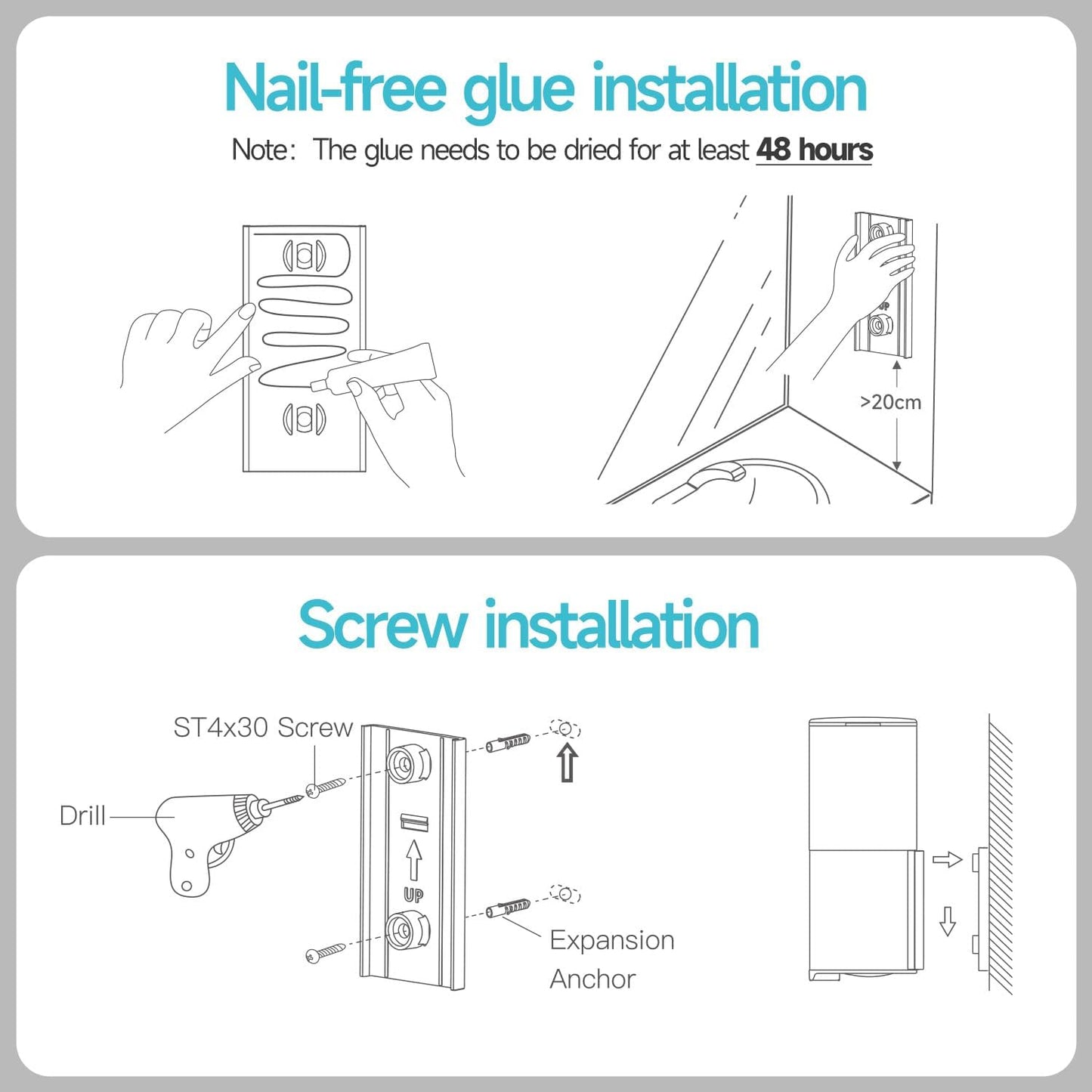 AIKE Automatic Soap Dispenser Wall Mounted for Kitchen and Bathroom, IPX7 Waterproof with Matte Black Stainless Steel Finish 13.5fl.oz.for Liquid Soap