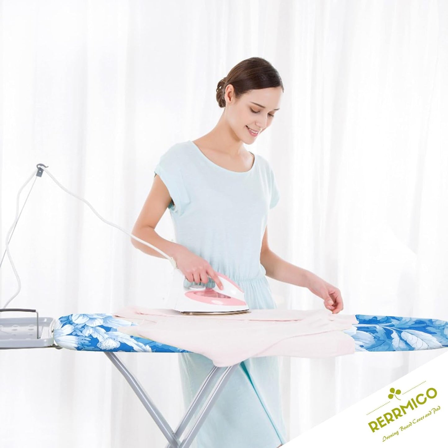 Ironing Board Cover and Pad 15x54 Inch Standard Ironing Board Cover with Elastic Edge and Hook and Loop Fasteners Scorch and Stain Resistant Cotton Ironing Covers