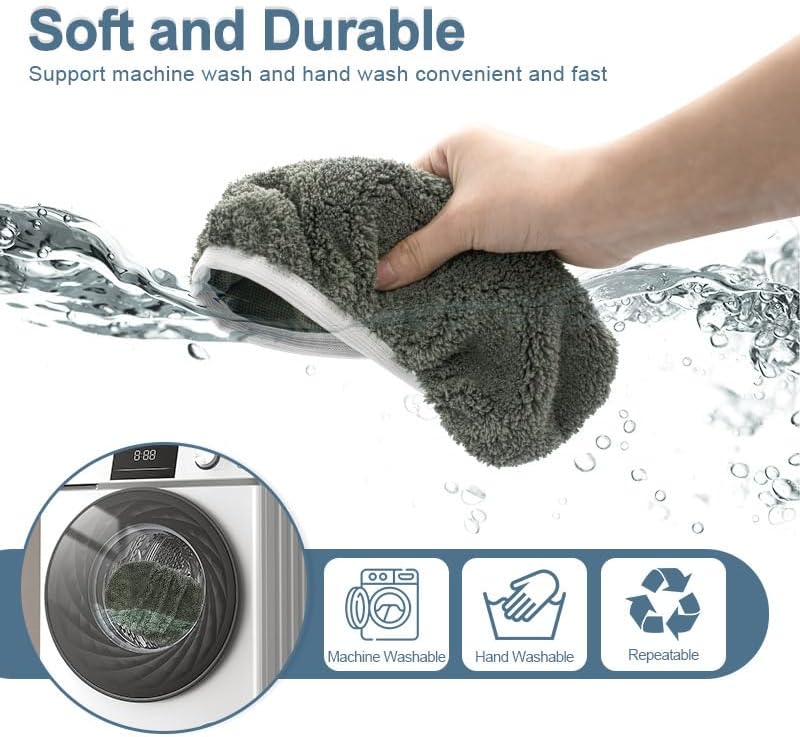 Reusable Microfiber Mop Pads Washable Wet Pads Compatible with Swiffer Sweeper Refills Pads for Wet & Dry Sweeping Cloths Mop Head Replacement for Household Cleaning (Grey 4PCS)