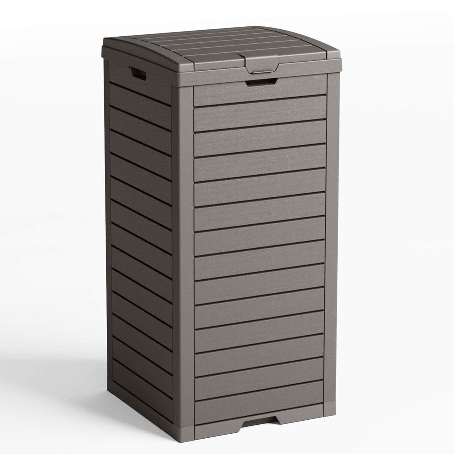 31 Gallon Outdoor Trash Can with Tiered Lid and Drip Tray,Waterproof Resin Waste Bin Indoor,Durable,Stylish,Lightweight Garbage Bin for Patio,Kitchen,Backyard and Office(Gray)