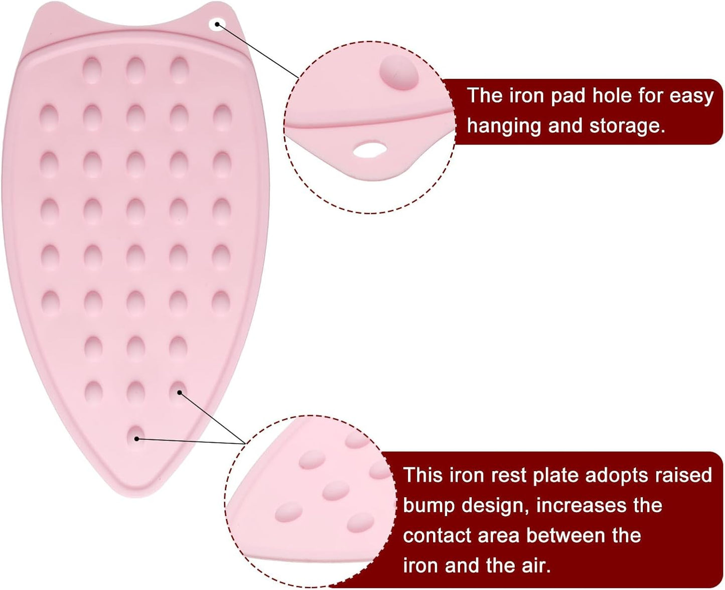 HARFINGTON 2pcs Silicone Iron Rest Pad, Multipurpose Iron Hot Resistant Mat Iron Rest Plate for Ironing Board Hot Heat Resistant Steam Compact Mat, Pale Pink