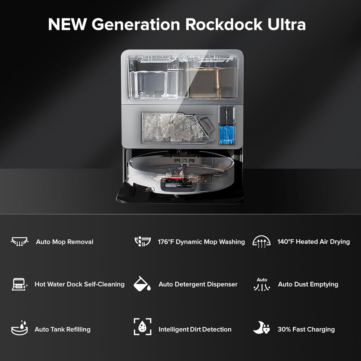 roborock Saros 10 Robot Vacuum and Mop, 22,000Pa Suction, AI Obstacle Avoidance, 3.14-inch Ultra Thin, Intelligent Dirt Detection, Zero Tangling Main Brush, Hot Water Mop & Dock Self Cleaning