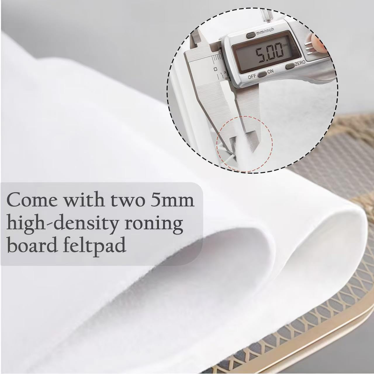 Ironing Board Cover with Two 5MM Thick Feltpads,15"x48"Heat Resistant Replacement Ironing Board Cover and Pad,Fits Standard Ironing Boards,Durability and Easy to Install
