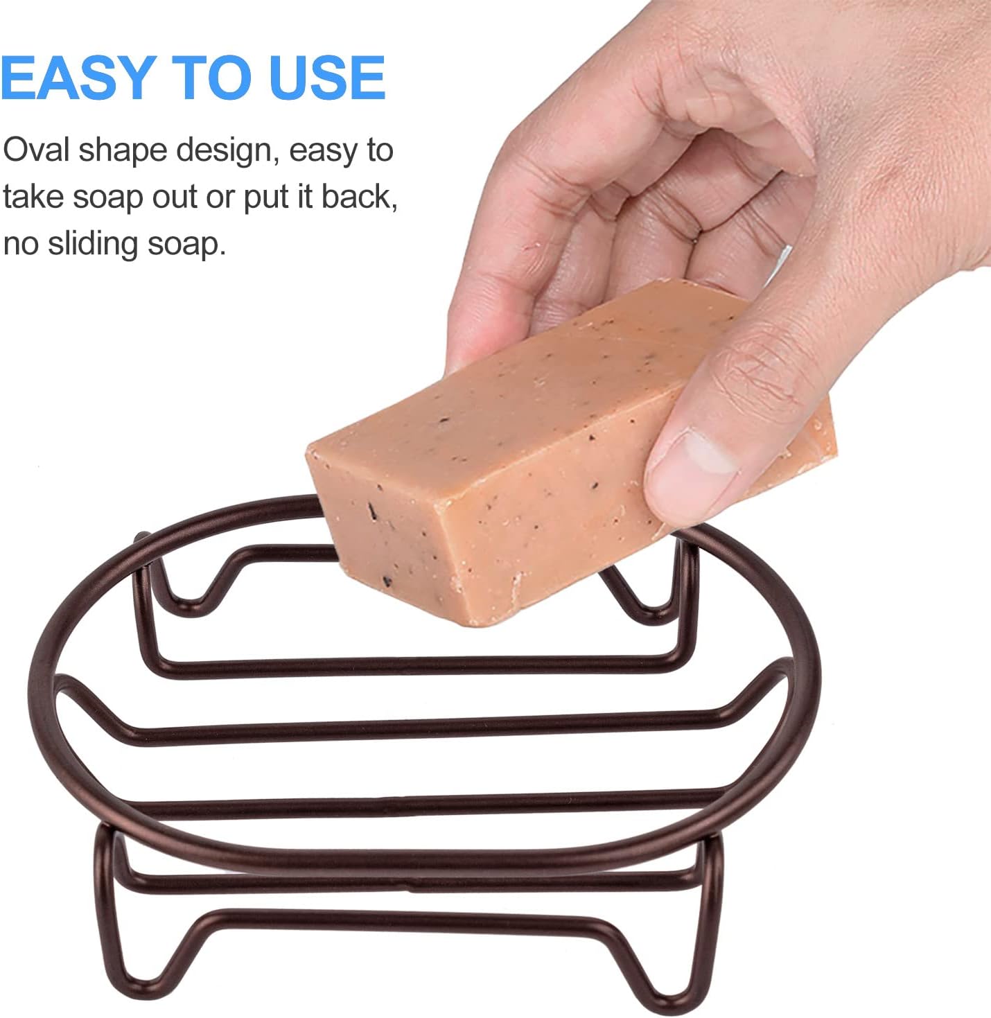 Soap Dish for Shower Bathroom Bar Soap Holder, Stainless Steel Self-draining Soap Rack Tray Saver Sponge Holder for Kitchen, Bath, Tub, Easy Cleaning, Extend Soap Life, Oval Bronze-1 Pack