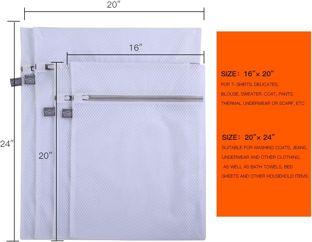 Kimmama Laundry Bags Mesh Wash Bag, Lingerie Bags for Washing Delicates, Net Washer Sack with Zipper, Dryer Pouch for Cleaning and Drying Cloths, Garment, Sweater, Bra, Pant, Sock, Toys, Bedcover