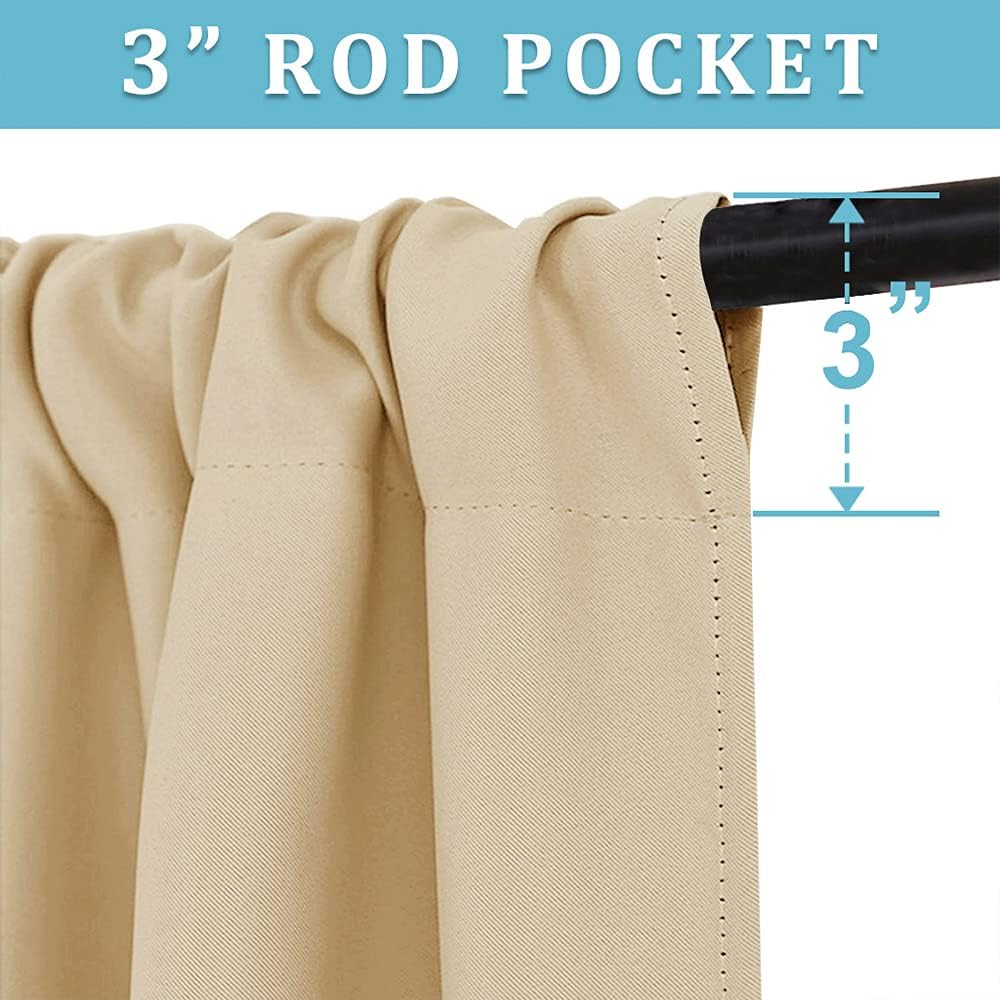 RYB HOME Blackout Curtains for Kitchen, Over Sink Privacy Curtains Window Decor, Thermal Insulating Drapes for Bathroom Cafe Bedroom Small Window, W 42 x L 24 inch, Biscotti Beige, 2 Panels