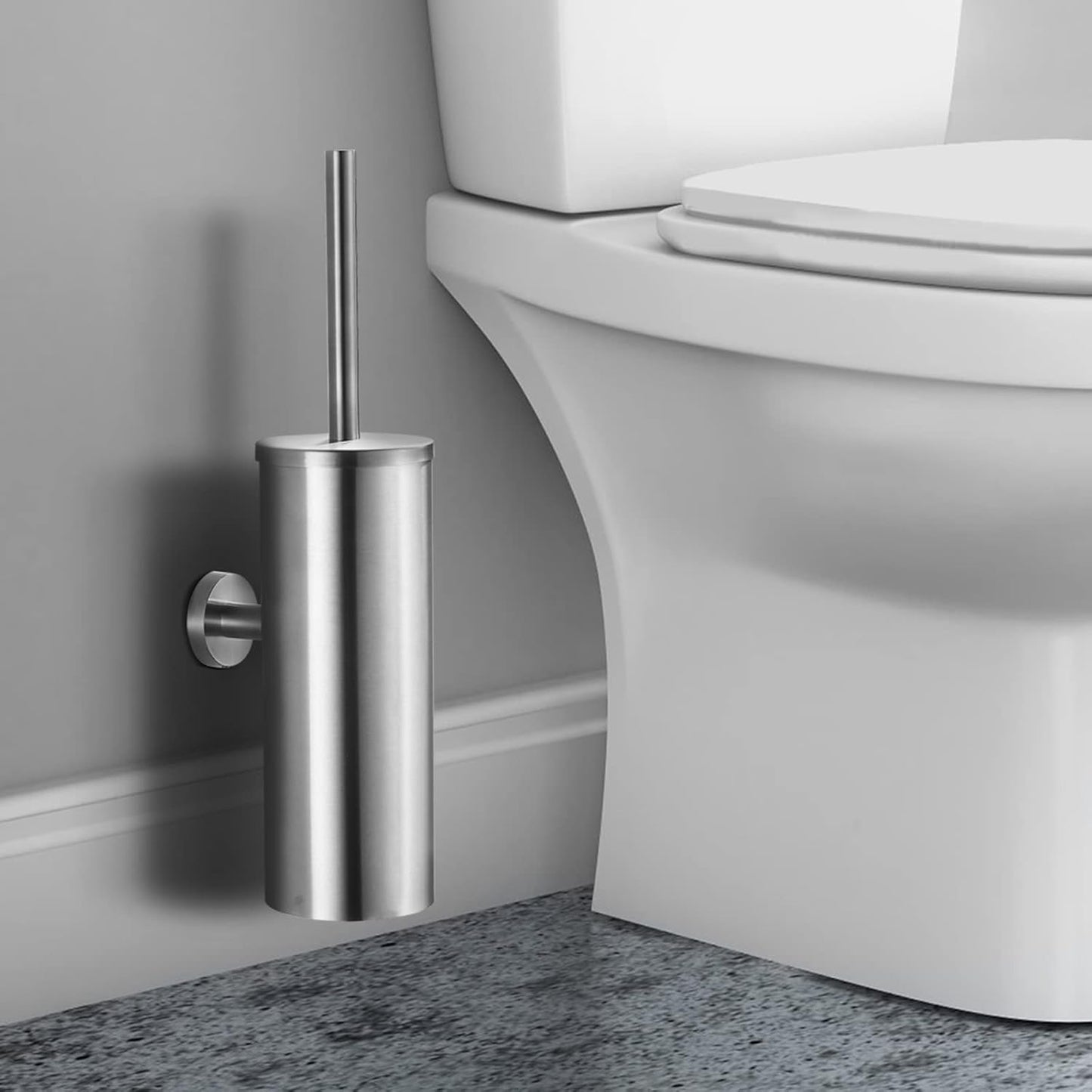 Toilet Brush with Holder Bathroom Wall Mounted Toilet Bowl Brush Holder Toilet Brush Holder Brushed Nickel