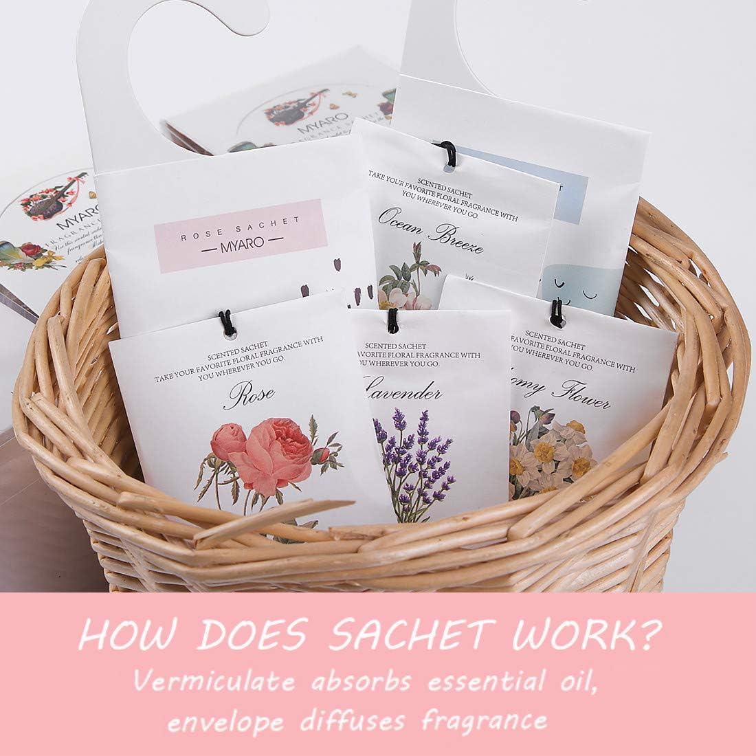 MYARO Scented Sachet House Air Freshener - 12 Pack Long Lasting Gardenia Fragrance Deodorizer for Home Closet Drawer Car