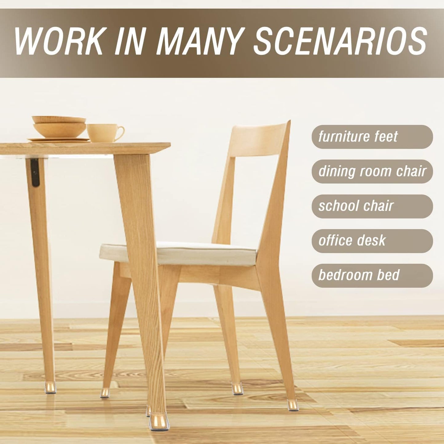 BUMACO Chair Leg Floor Protectors Chair Leg Protectors for Hardwood Floors Silicone Pads Covers to Protect Floors Clear-20 Pcs Universal S (15/16" to 1-5/16")