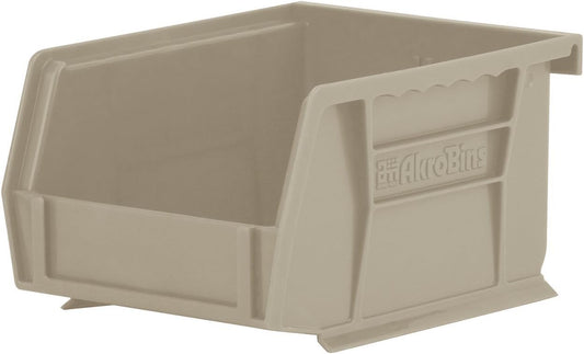 Akro-Mils 30210 AkroBins Plastic Storage Bins, Space-Saving Stackable Bins for Garage, Pantry, Craft Organization, 5-Inch x 4-Inch x 3-Inch, Stone, 24-Pack