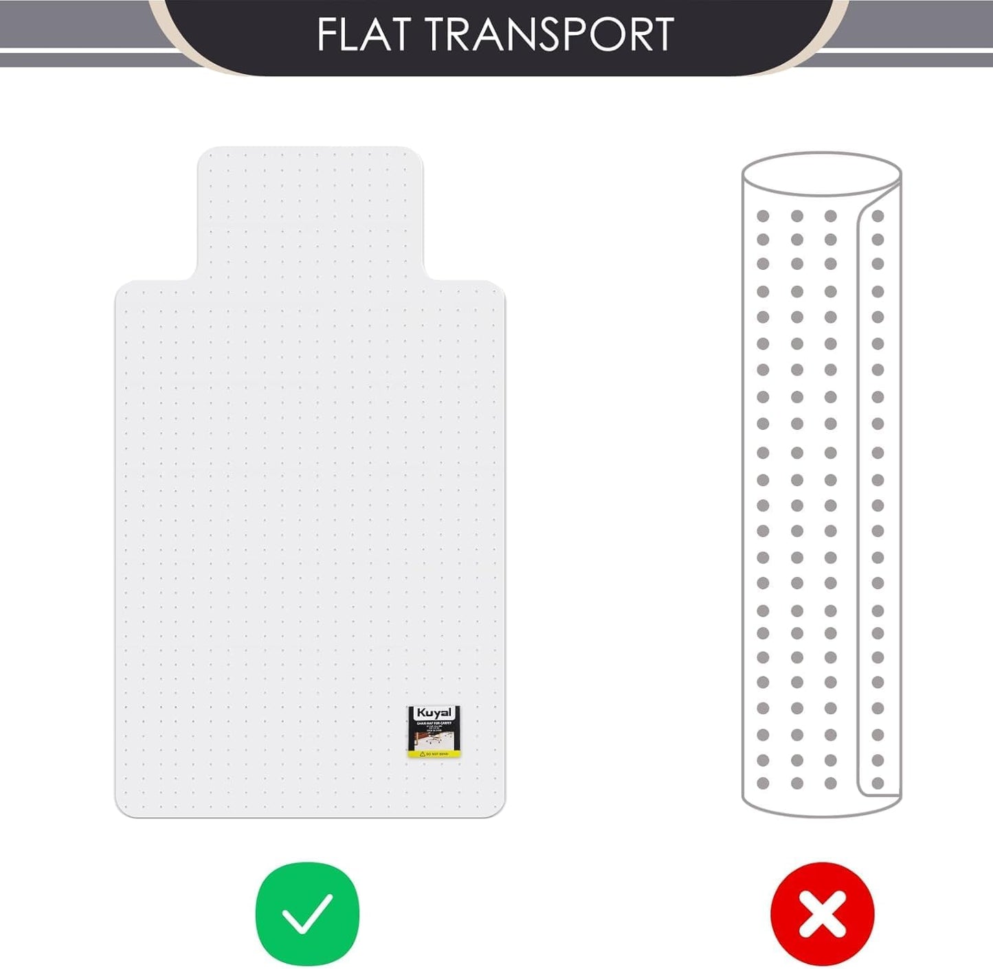 Kuyal Office Chair Mat for Carpet, 36x48 Clear Heavy Duty Computer Chair Mat with Lip, Under Desk Protector Carpeted Floors Mat, Easy Chair Movement,Ship Flat