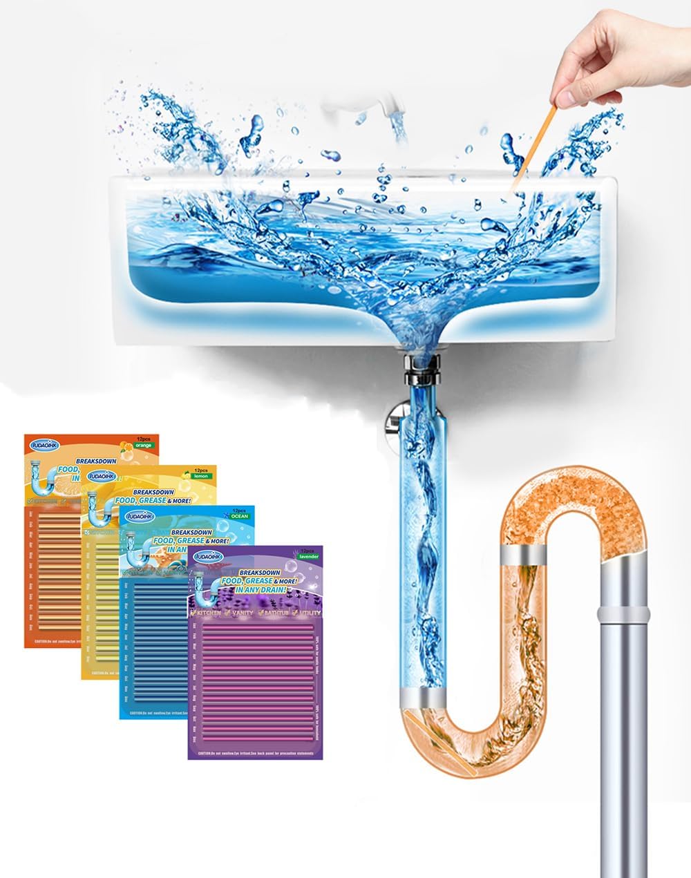 Drain Cleaner Sticks Keeps Drains and Pipes Clear and Odor As Seen On TV 4 Packs(48 pcs)