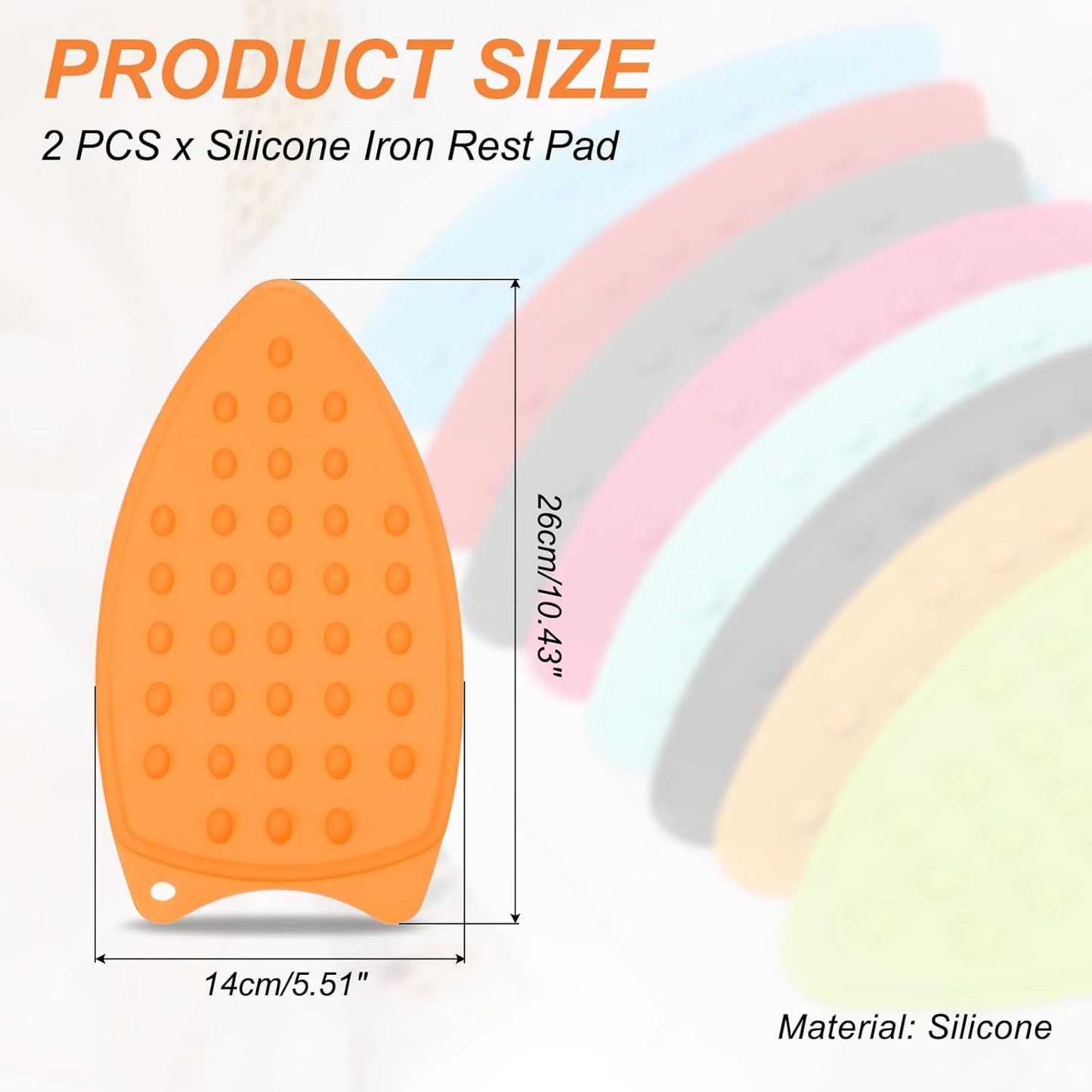 PATIKIL Silicone Iron Rest Pad, 2 Pcs Multipurpose Hot Heat Resistant Iron Rest Plate Protective Pad for Ironing Board Hot Resistant Steamer Steam Compact Mat, Orange