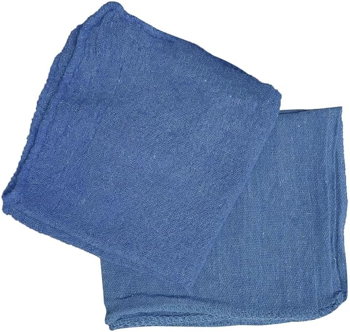 Shop Towels (Blue, 25-Pack) - Bulk Cleaning Towel in a Bag, Mechanic Cotton Wipes for Car Maintenance, Auto Mechanics & Garage, Wipe Grease & Oil, Machine Wash & Reusable