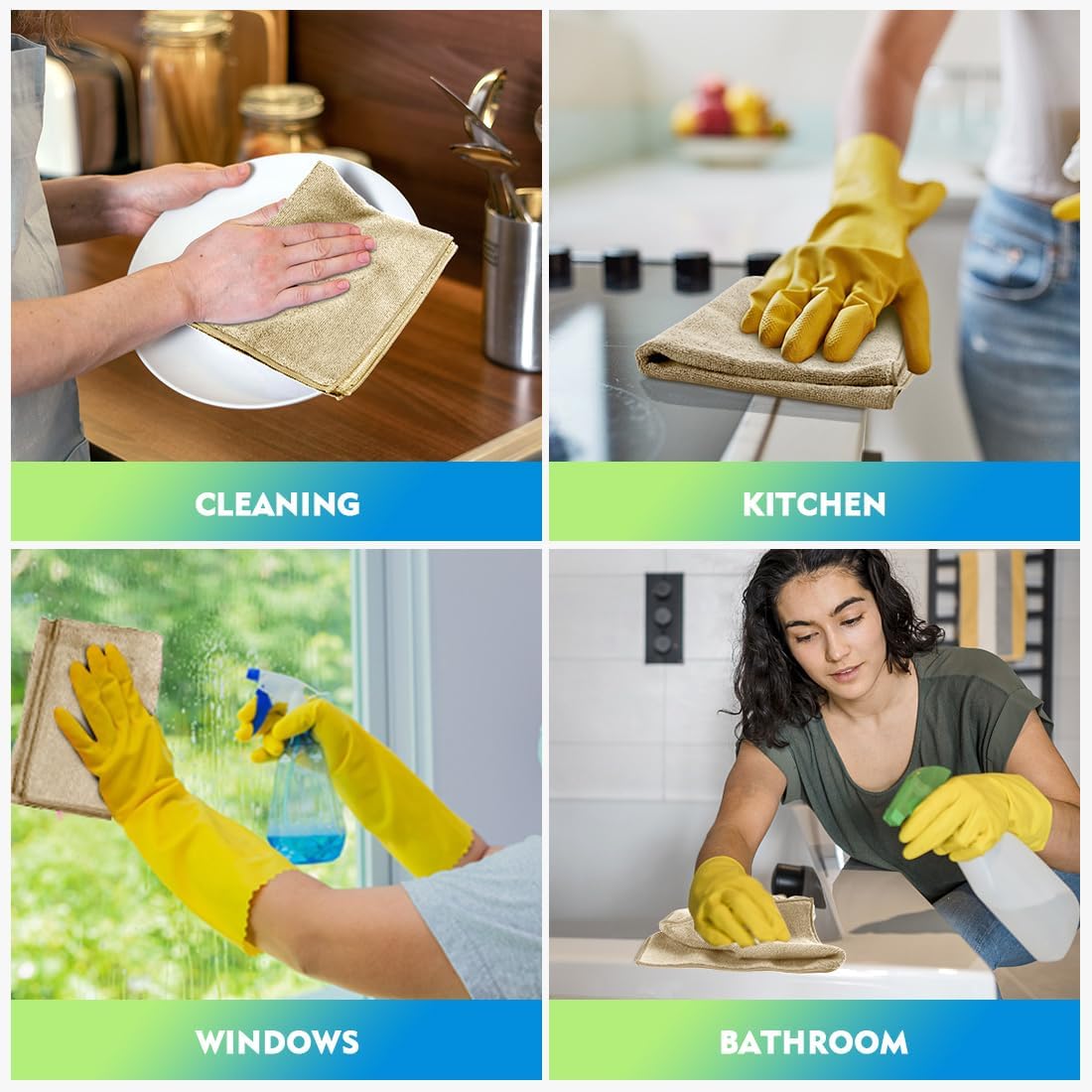 HOMEXCEL Microfiber Cleaning Cloth 20 Pack 11.5 x 11.5 inch Microfiber Towels for Cars Ultra Absorbent Car Washing Cloth Lint Free Streak Free Cleaning Rags for Car, Kitchen Window Brown