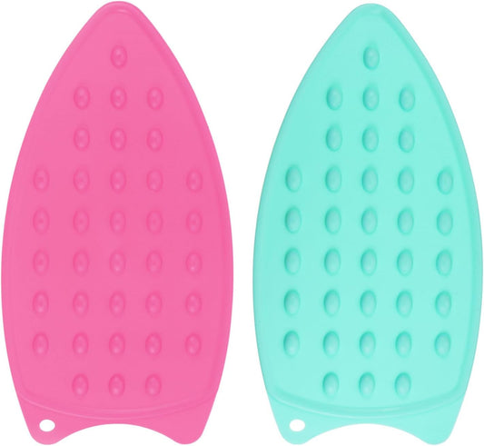 HARFINGTON 2pcs Silicone Iron Rest Pad, Multipurpose Iron Hot Resistant Mat Iron Rest Plate for Ironing Board Hot Heat Resistant Steam Compact Mat, Fuchsia/Turquoise