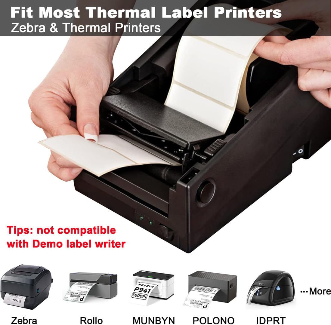 Thermal Labels 2.25 x 1.25, Adhesive Label Stickers 12 Rolls 12000 Label Papers for Barcode, FNSKU, Mailing, Shipping, Compatible with Zebra, Rollo and More Thermal Printers