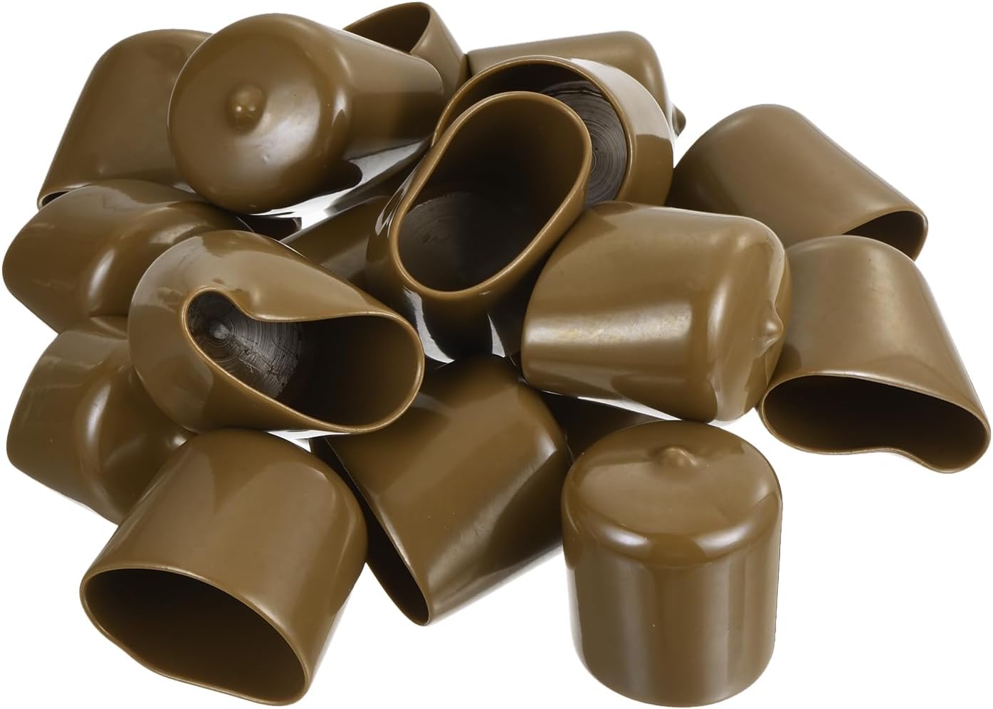 uxcell 20pcs Rubber End Caps 33mm(1 5/16") ID Vinyl PVC Round Tube Bolt Cap Cover Screw Thread Protectors Light Brown