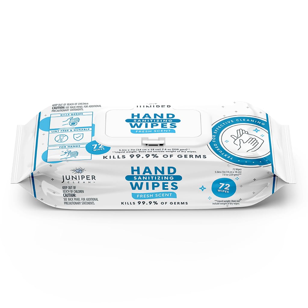 1 Pack Hand Sanitizing Wipes, Alcohol Free 72 Count Disposable Hand Sanitizer Wipes, Fresh Scent, Lint Free & Durable