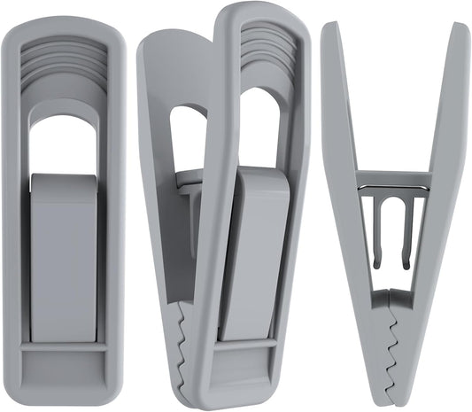Hanger Clips Perfect for Velvet Hangers (Grey, 20 PCS), Strong Plastic Clips Pant Skirt Hanger Clips for Grey Flocking Felt Hangers