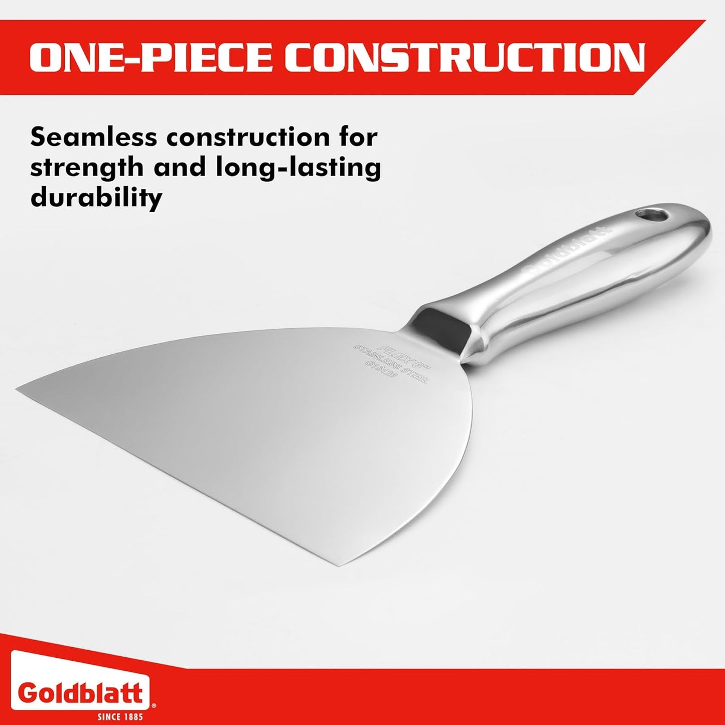 Goldblatt 3-Pack Putty Knife Set(4",5",6"), One-Piece Paint Scraper Tool, All Stainless Steel Joint Knife, Flexible Blade, Seamless Design, Ergonomic Grip - for Drywall Repairing, Finishing, Scraping