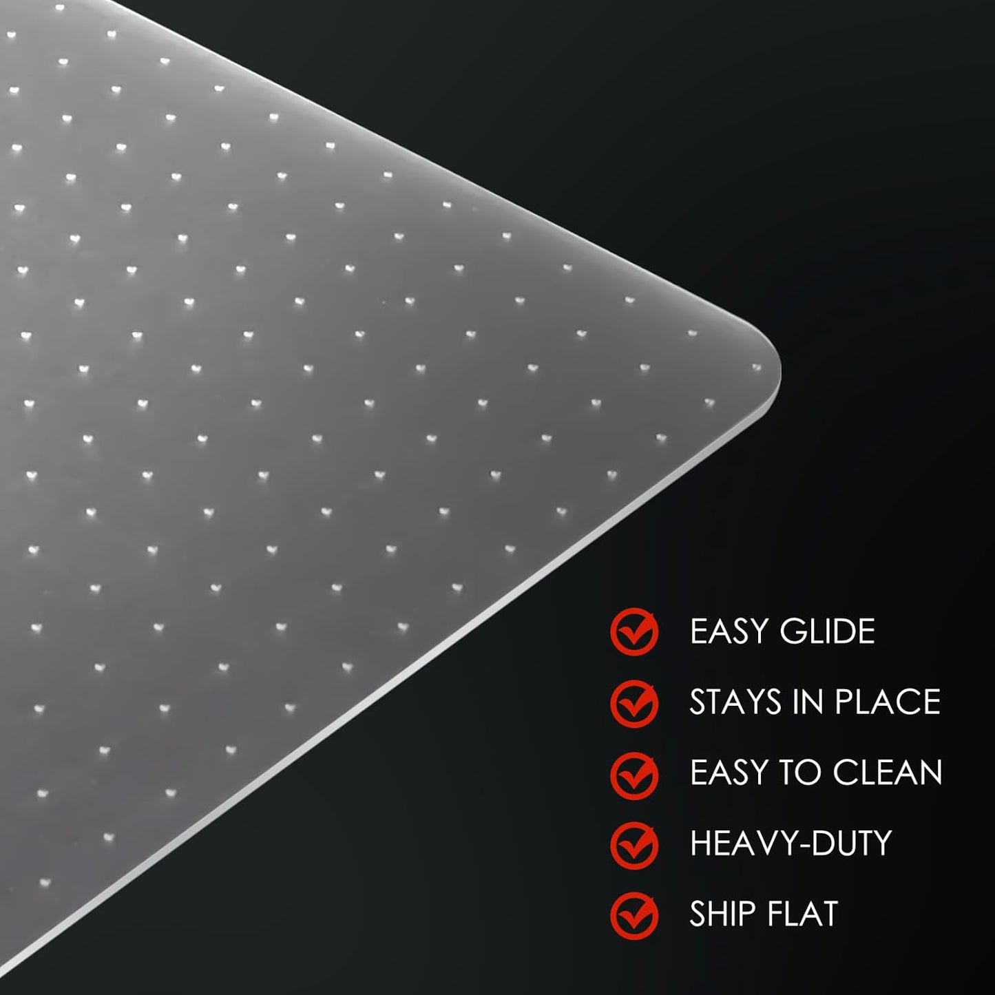 Kuyal Office Chair Mat for Carpet, 2 Pack 46x 60 Clear Heavy Duty Computer Chair Mat, Under Desk Protector Carpeted Floors Mat, Easy Chair Movement,Ship Flat