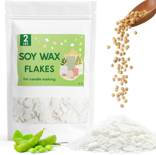 CHILLFLAME Soy Wax Flakes, Natural Candle Wax, Organic Soy Wax for Candle Making from Farm, No Harmless, Additives, and Pure (2 lb)