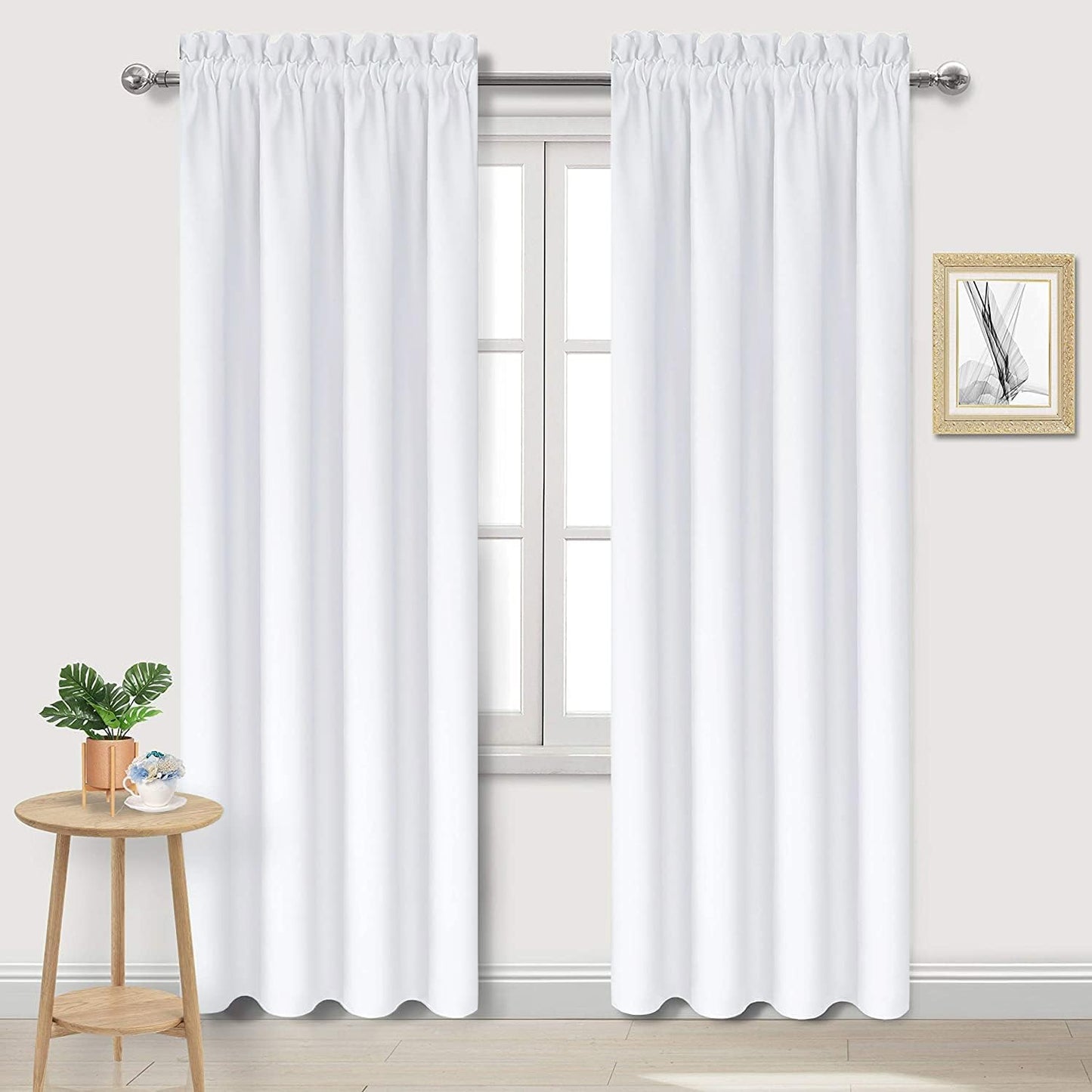 DWCN White Curtains for Living Room Thermal Insulated, 50% Light Blocking Curtains for Bedroom, Dining Room Window, W 42x L 84 Inch, Set of 2 Rod Pocket Curtain Panels