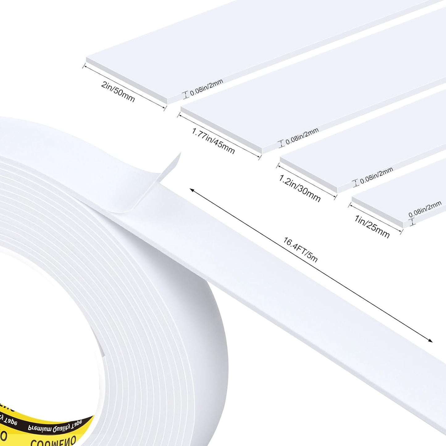 EVA Single-Sided Adhesive White Foam Tape 2inX16.4FT Single-Sided Sealing Strip Foam Pad Sponge Tape Window Weatherproof, Self-Adhesive Insulation Sealing Tape