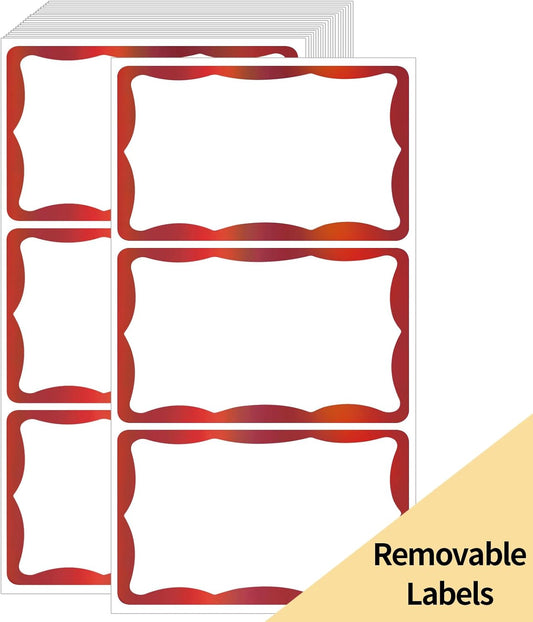 STARLIBOO Holographic Colored Labels Stickers, 3X5 Inch Removable Large Label Stickers for Moving Boxes and Storage Bins- Waterproof- Writable- Tear Resistant (Holographic Red