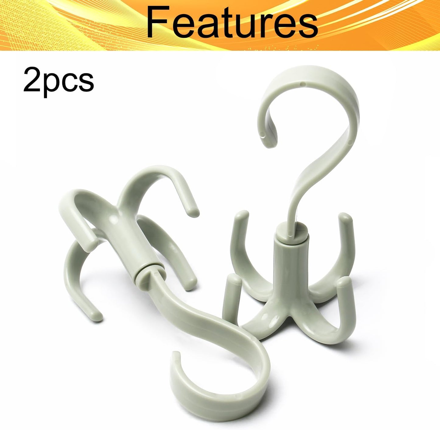 2Pcs Rotating Belt Hanger 360 Degrees Rotatable Organizer with 4 Hooks for Drying Towels Bras Clothes Gloves Plastic Laundry Sock Drying Hanger Nordic Green