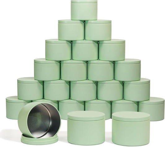 Aroparc Candle Tins 8oz with Lids, 24 Pack Seamless Bulk Candle Containers for Candle Making Supplies Empty Candle Jars - Mint