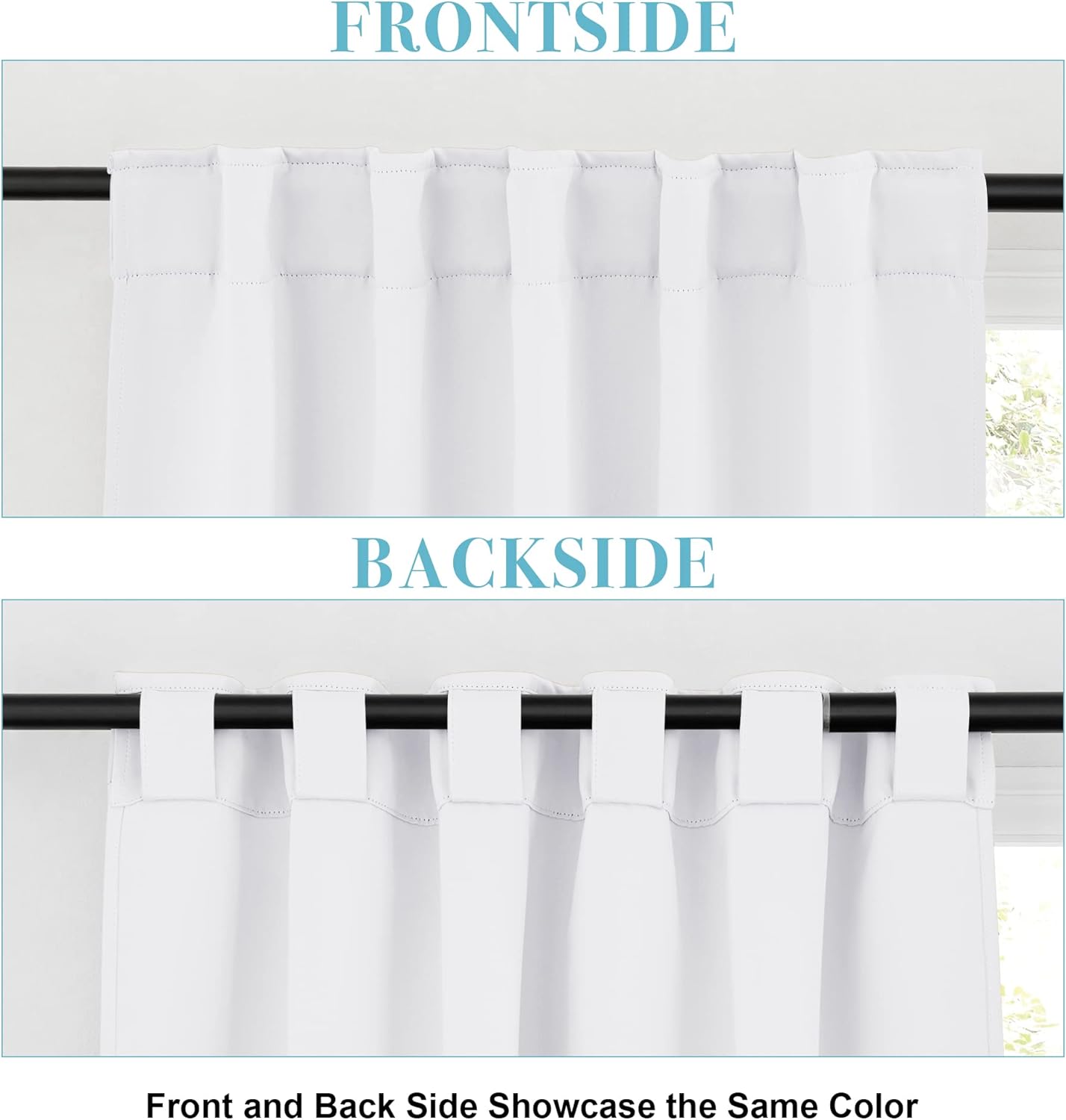 RYB HOME Kitchen Window Curtains - Blackout Privacy Half Window Curtains for Bedroom Bathroom Dining Living Room Cafe Office Short Tiers Drapes, W 34 x L 36 inches, 2 Panels, Pure White