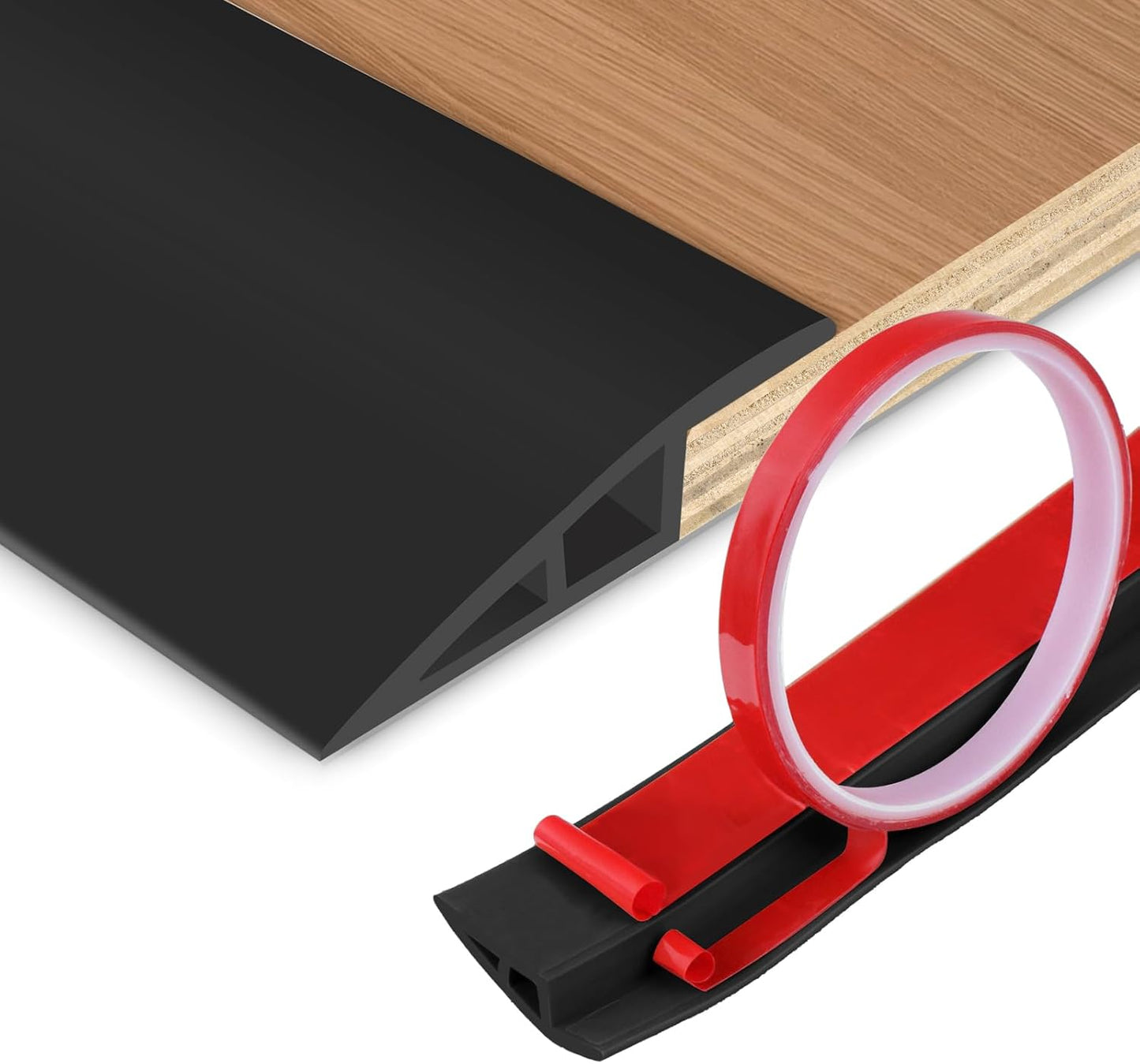 Floor Transition Strip Vinyl Door Threshold Ramp Self Adhesive Carpet Edging Strip Doorway Edge Trim, Overlap Edge Reducer for Laminate Carpet, Floor, Tile (Black, 1/5" to 2/5", 10Ft)