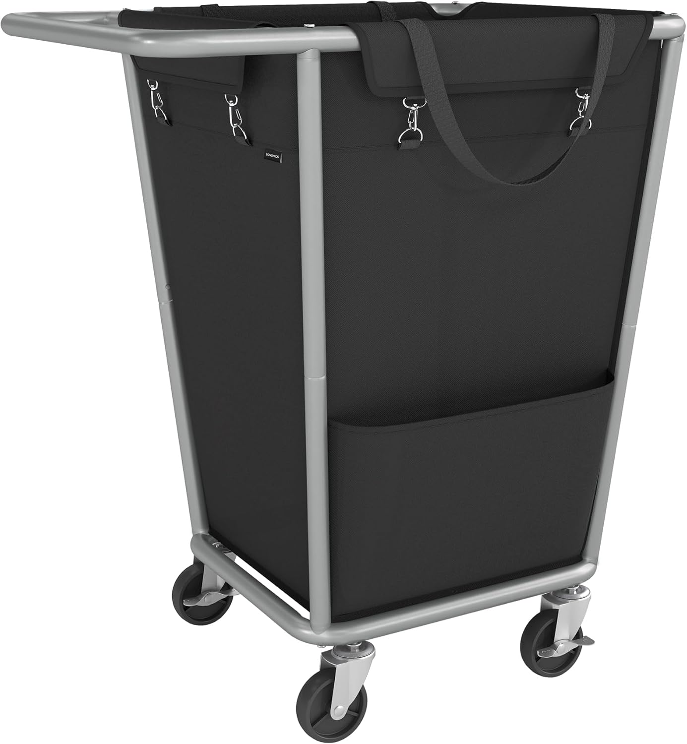 SONGMICS Laundry Basket with Wheels, 34.3 Gallons (130 L) Rolling Laundry Hamper with Removable Bag, Heavy-Duty Steel Frame with Handle, Ink Black URLS008B01