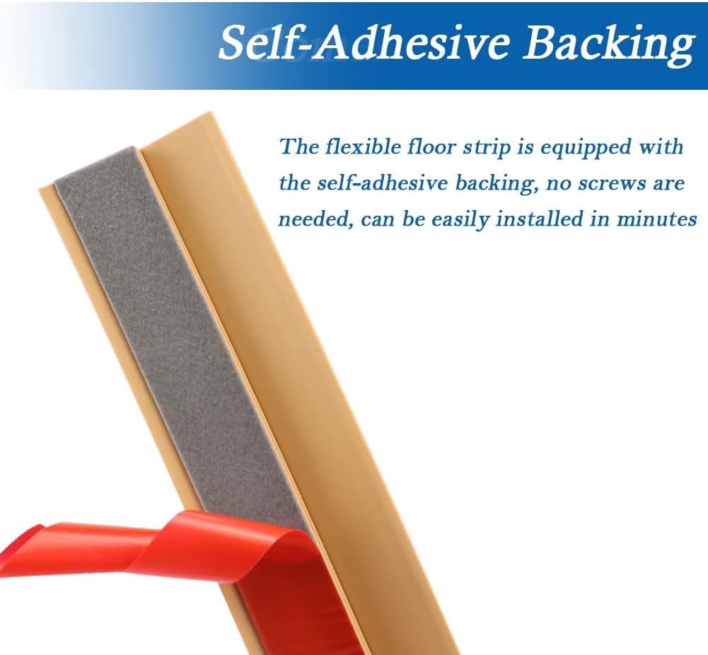 Floor Transition Strip Self Adhesive Carpet & Flooring Transitions Edging Trim Strip PVC Threshold Transitions Suitable for Threshold Height Less Than 5mm (20Ft, Wood Grain Light Brown-New)