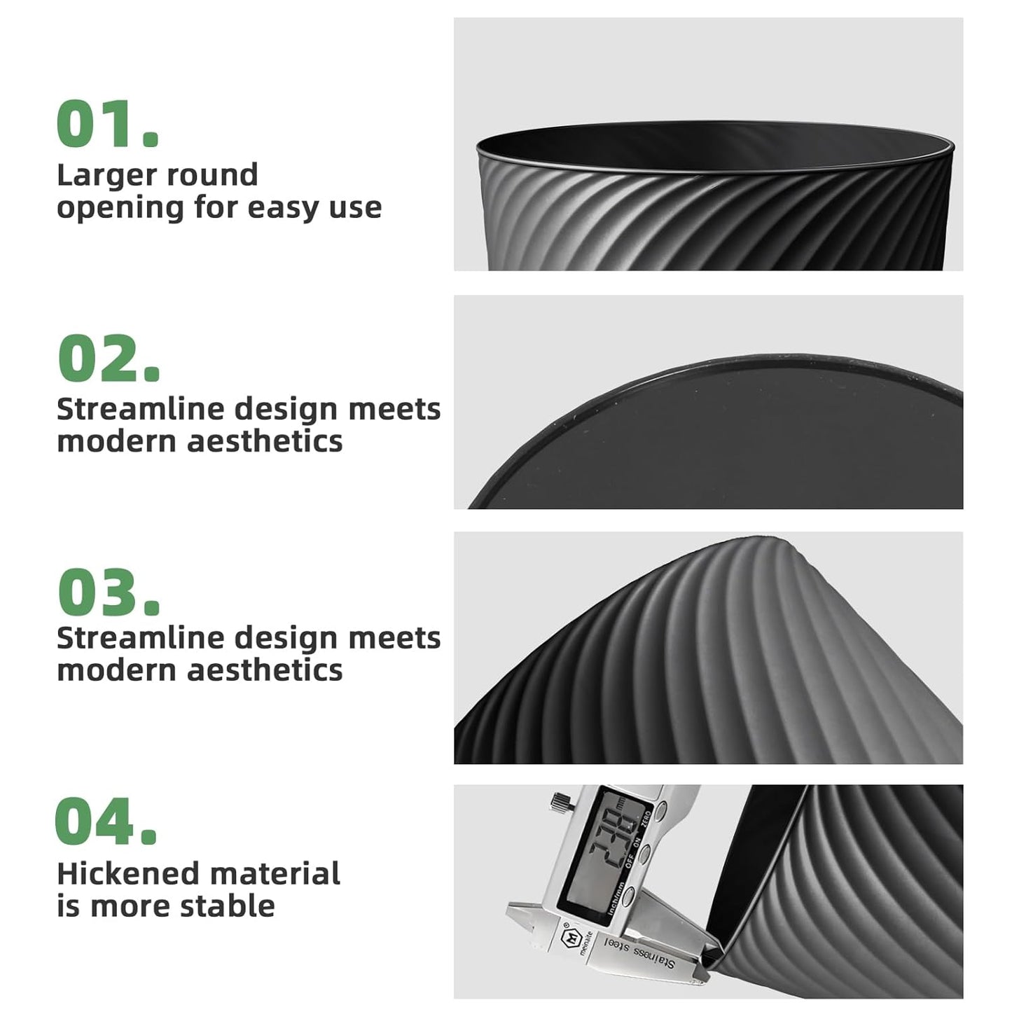 Small Trash Can 3 Pack 1.8 Gallons, Bathroom Trash Can & Garbage Can with 6 Trash Bags, Bedroom Trash Bin & Waste Basket for Office, Bedroom, Living Room, Kitchen, Compact Space