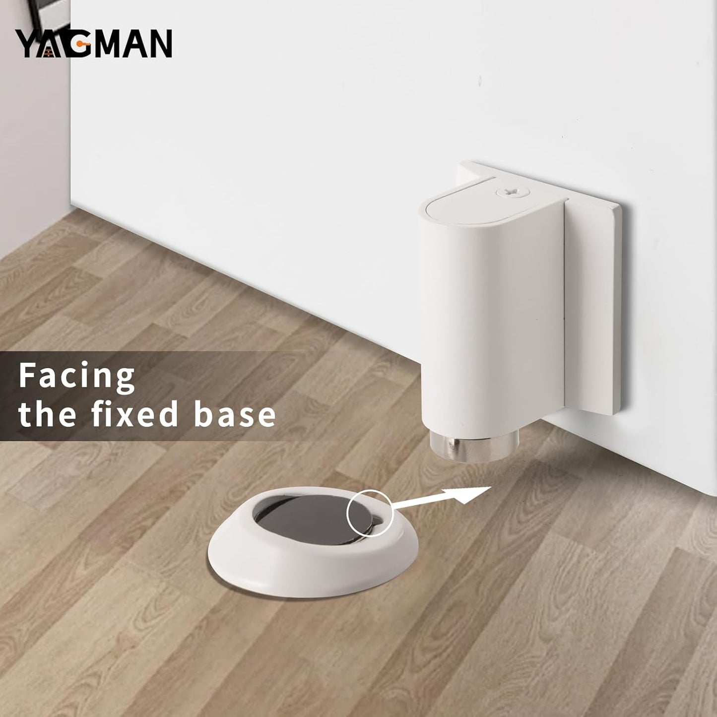 1 Pack Magnetic Door Stoppers Retractable Bottom of Door Holder No Drilling Mount Floor Door Stop with Screws and Adhesive Catch Door Keep Door Open White WT-1