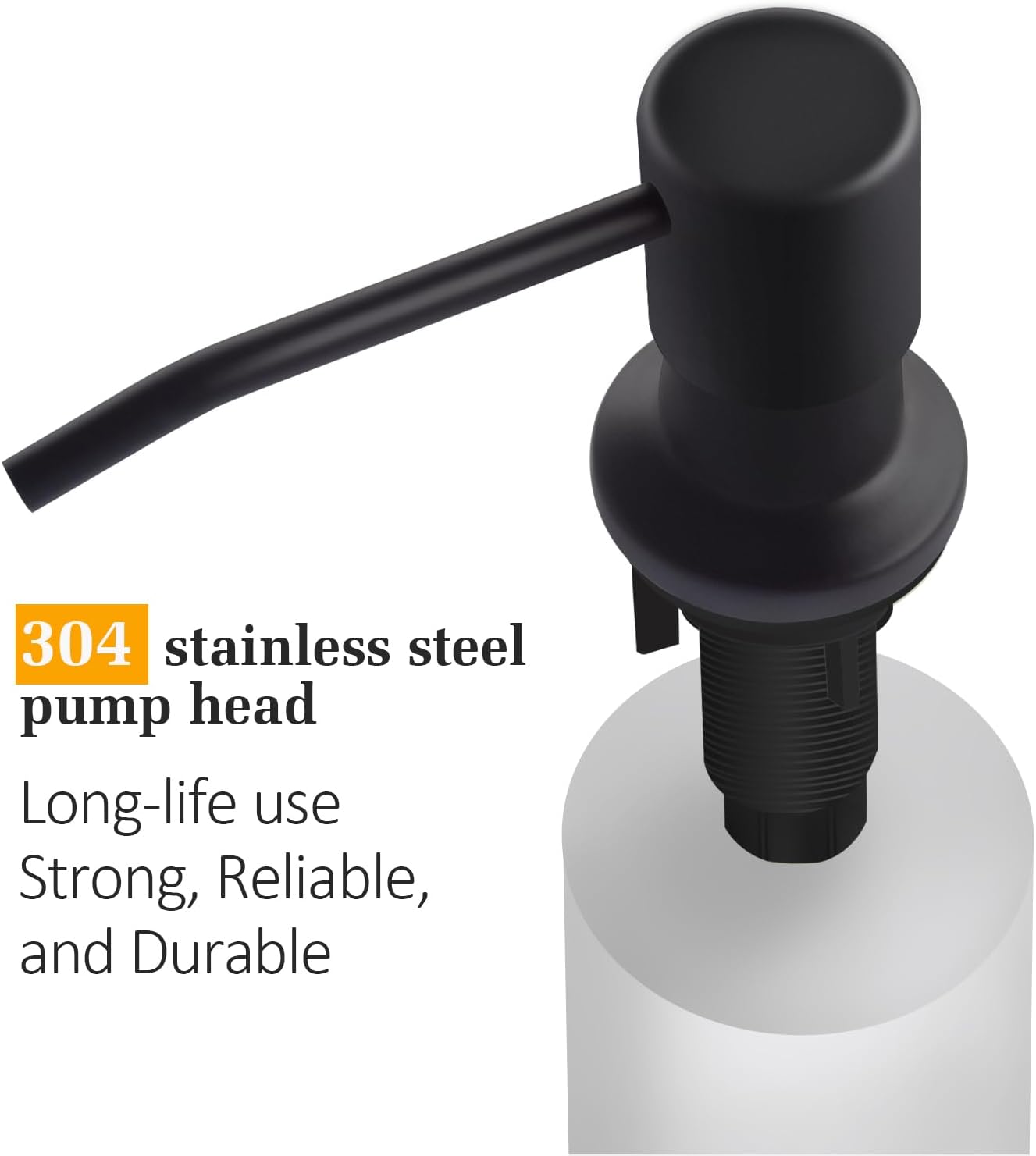 Soap Dispenser for Kitchen Sink, Built in Sink Soap Dispenser Lotion Dispenser with 17 OZ Bottle, Refill from The Top Bar Sink Soap Dispenser, Black (1 Pack)