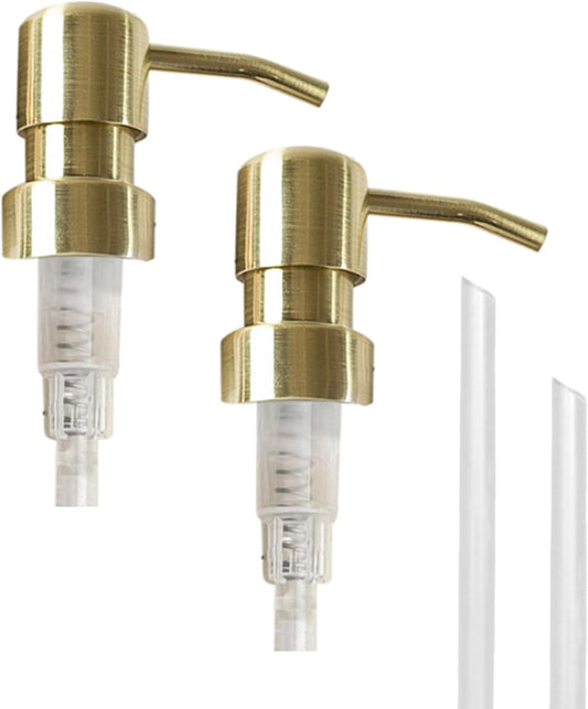 MaisoNovo Soap Pump Replacement - 2X Gold Metal Pumps - Pump Dispenser - Soap Dispenser Pump Replacement - Stainless Steel Soap Pump - Pump for Soap Dispenser