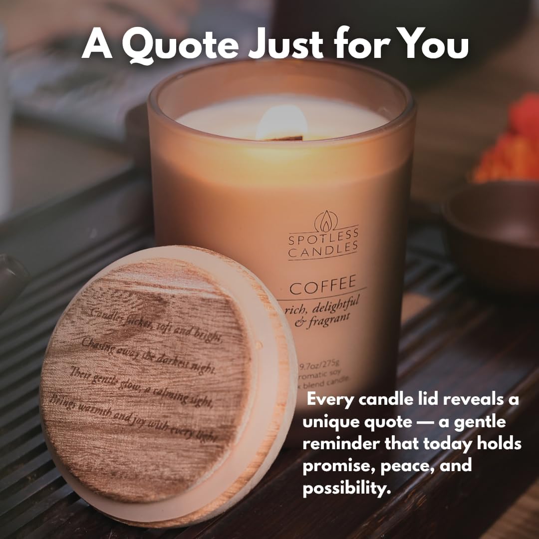 Coffee Candle - 9.7oz Frosted Jar Candles with Wooden Wick in Gift Box & Branded Shipper- Coffee Scented Candle