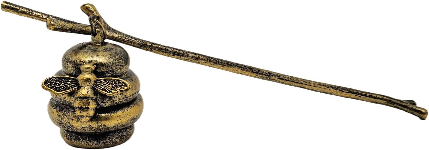 AIM & GGKK Vintage Bronze Beehive Candle Snuffer Extinguisher - Long Handle for Safe Flame Out, Decorative Candle Accessory with Bee Design