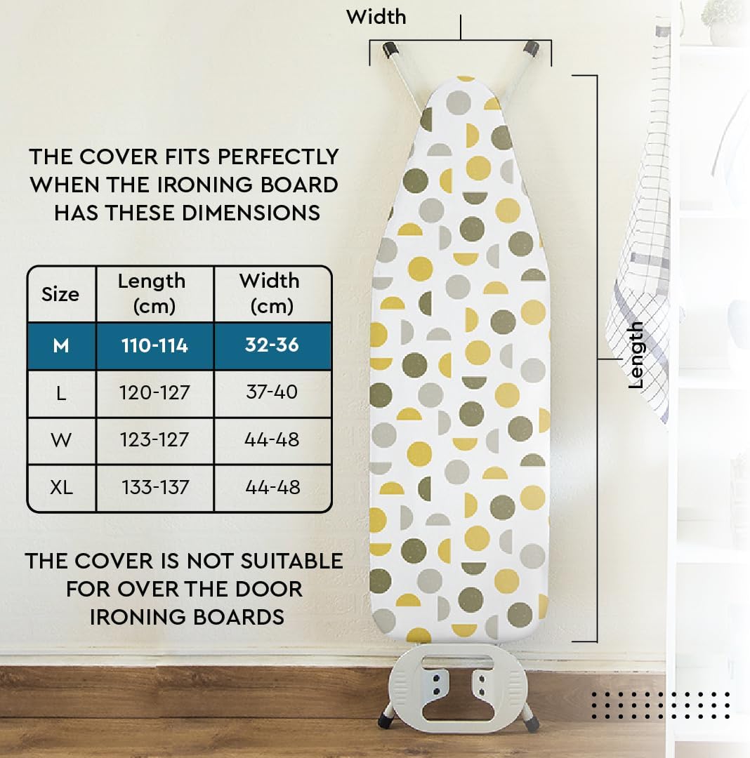 Encasa XO Ironing Board Cover and Pad 42"x14" - Thick 3mm Felt Padding, Drawstring Tightening & Lock, Easy Fit, Scorch & Stain Resistant, Fits Medium Ironing Board - Daisy Blue