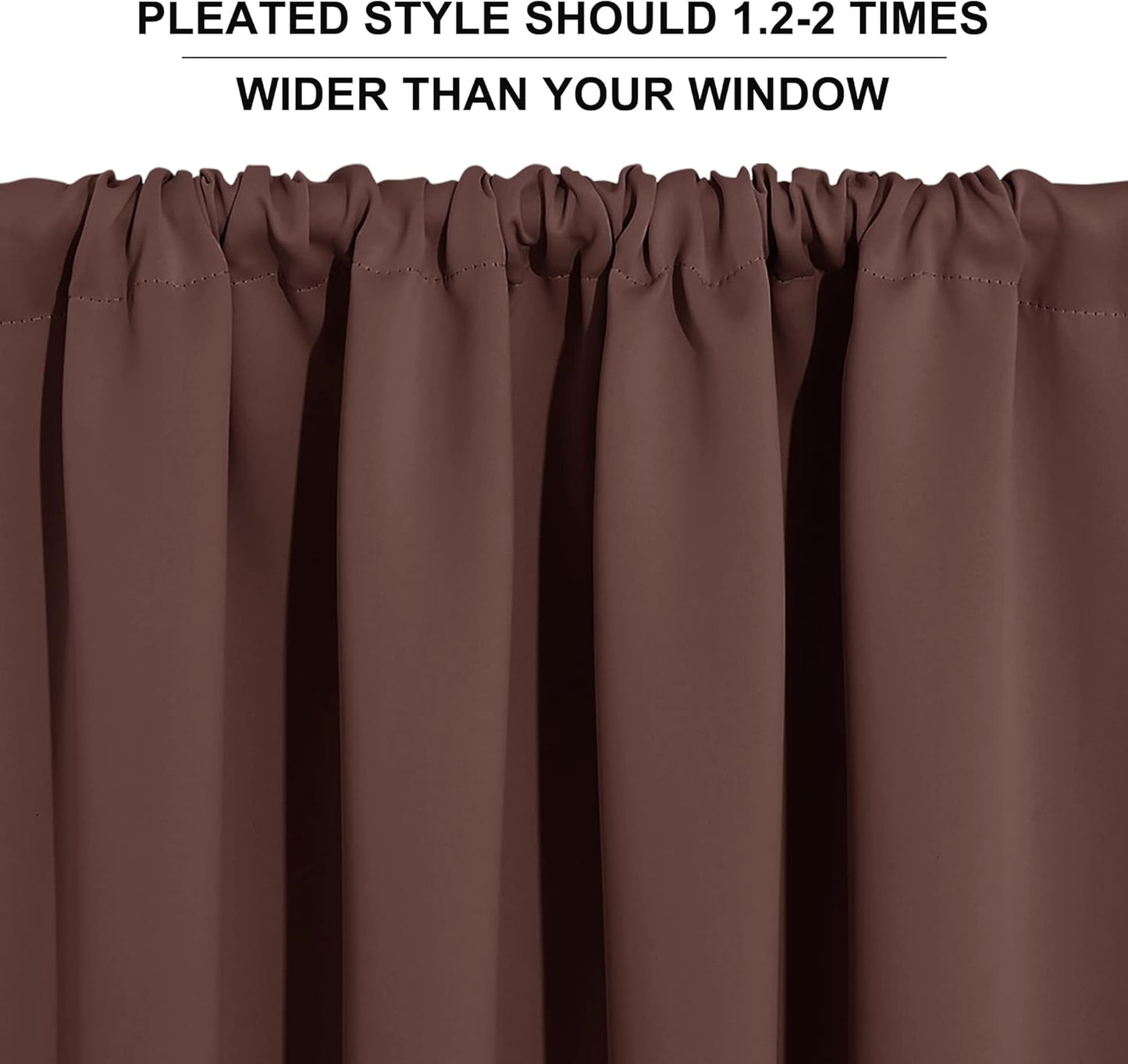 RYB HOME Small Curtains for Bathroom Window, Heavy Duty Thick Privacy Panels Blackout Energy Smart Curtains Drapes for Kitchen Cabinet, Wide 42 x Long 45 inch, 2 Panel Set, Chocolate Brown