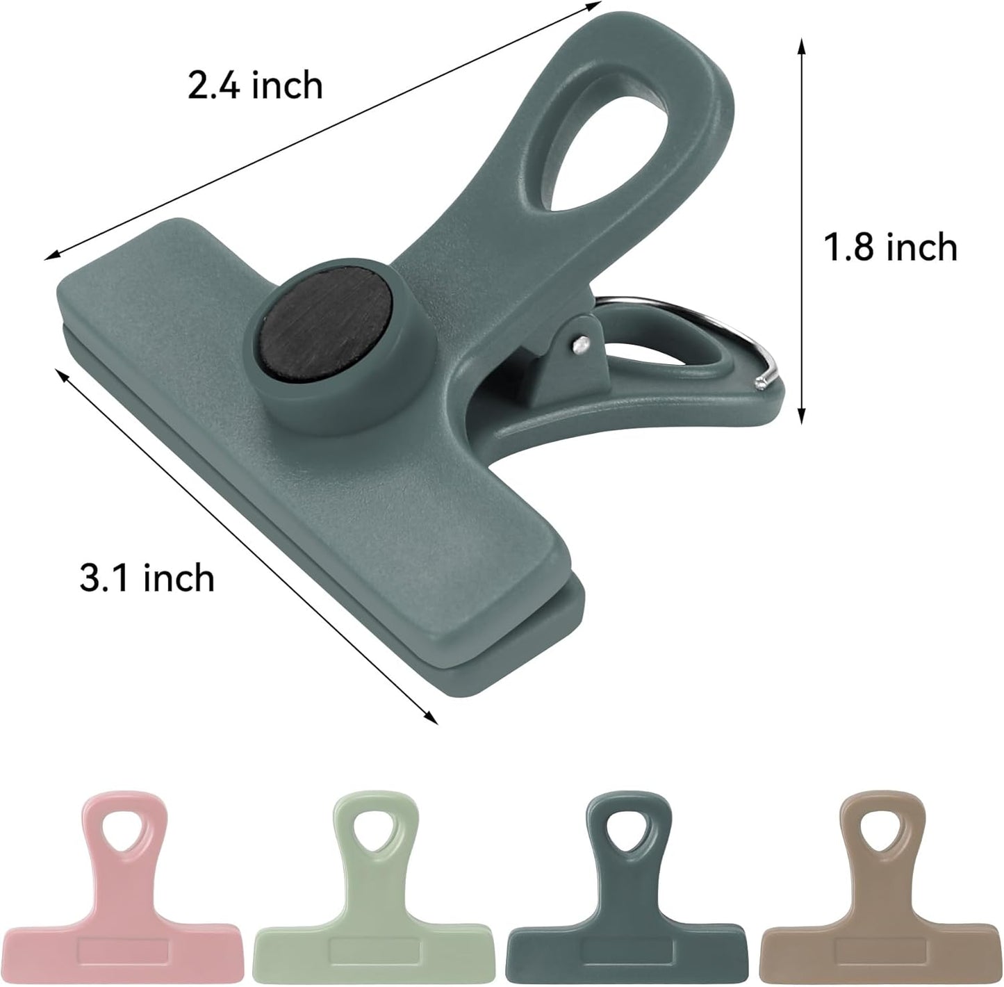 TACGEA Chip Clips, Magnetic Bag Clips with Air Tight Seal for Food Storage, 8 Pieces, Neutral Color