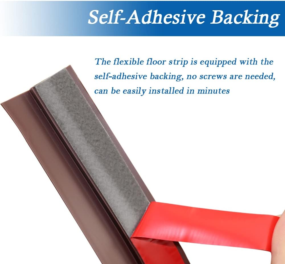 Floor Transition Strip Self Adhesive Carpet & Flooring Transitions Edging Trim Strip PVC Threshold Transitions Suitable for Threshold Height Less Than 5mm (20Ft, Brown)